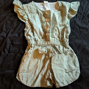 Sage green button up romper, 2T